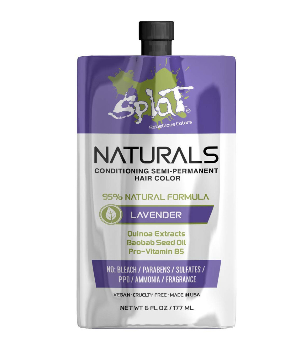 Splat Naturals, Semi-Permanent Lavender Hair Dye : 100% Vegan, Cruelty-Free, No Bleach Required, Free Of Ammonia, Ppd, Parabens & Sulfates - 6 Ozlavender