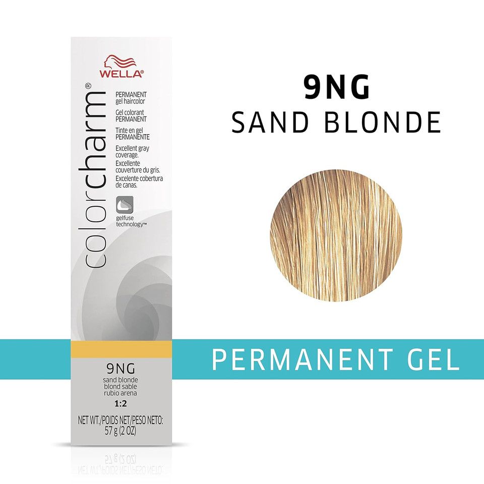 Wella Colorcharm Permanent Gel, Hair Color For Gray Coverage, 9Ng Sand Blonde