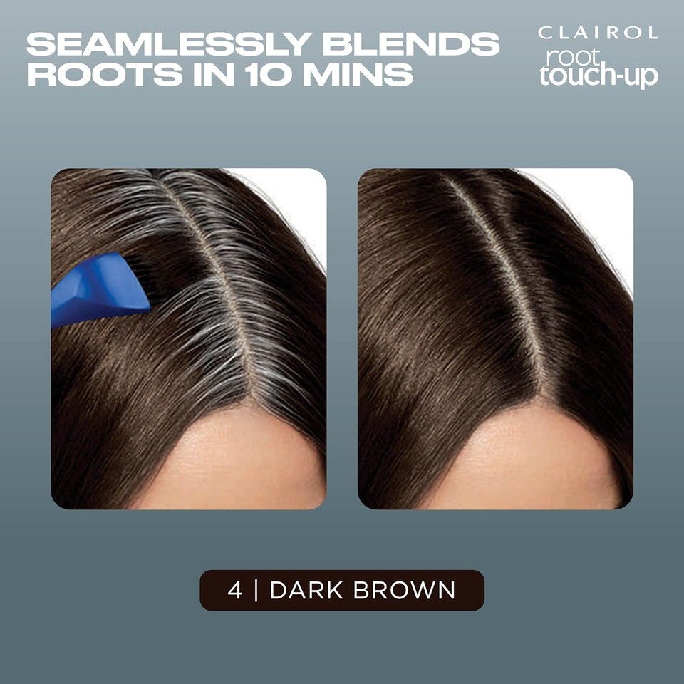 Clairol Root Touch-Up By Nice'N Easy Permanent Hair Dye, 4 Dark Brown Hair Color, Pack Of 14 Dark Brown1.1 Fl Oz (Pack Of 1)