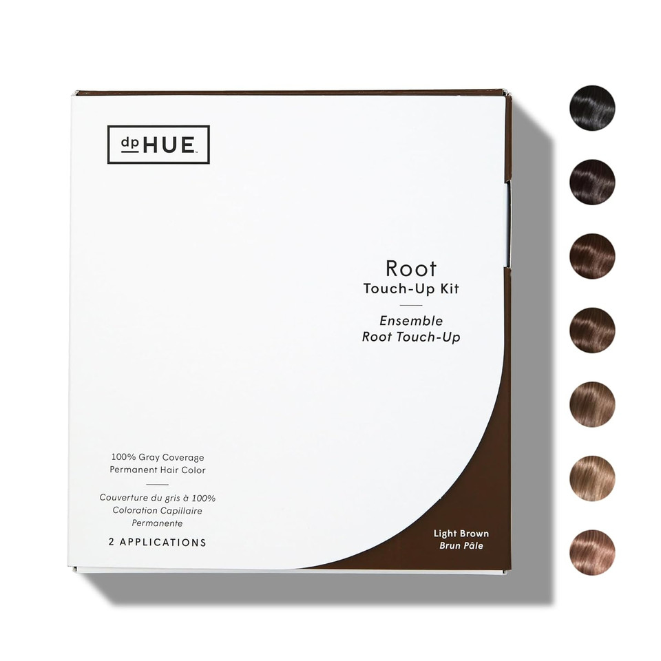 Dphue Root Touch-Up Kit, Light Brown - Two Applications - Permanent Grey Hair Touch Up & Root Cover Up Solution - Low Ammonia, Salon-Quality Creme Hair Color Made In Italylight Brown