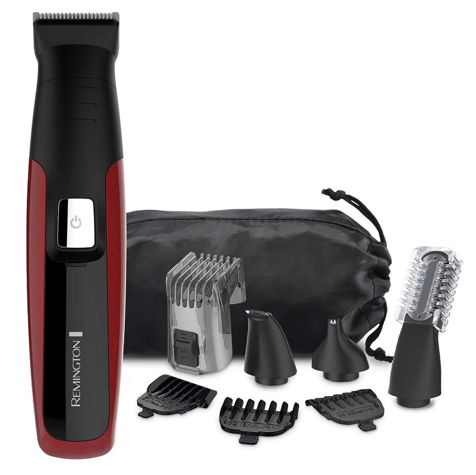 Remington Pg6155C All-In-One + Body Multigroomer (10 Pieces), Full Size Trimmer, Black/Red, Set