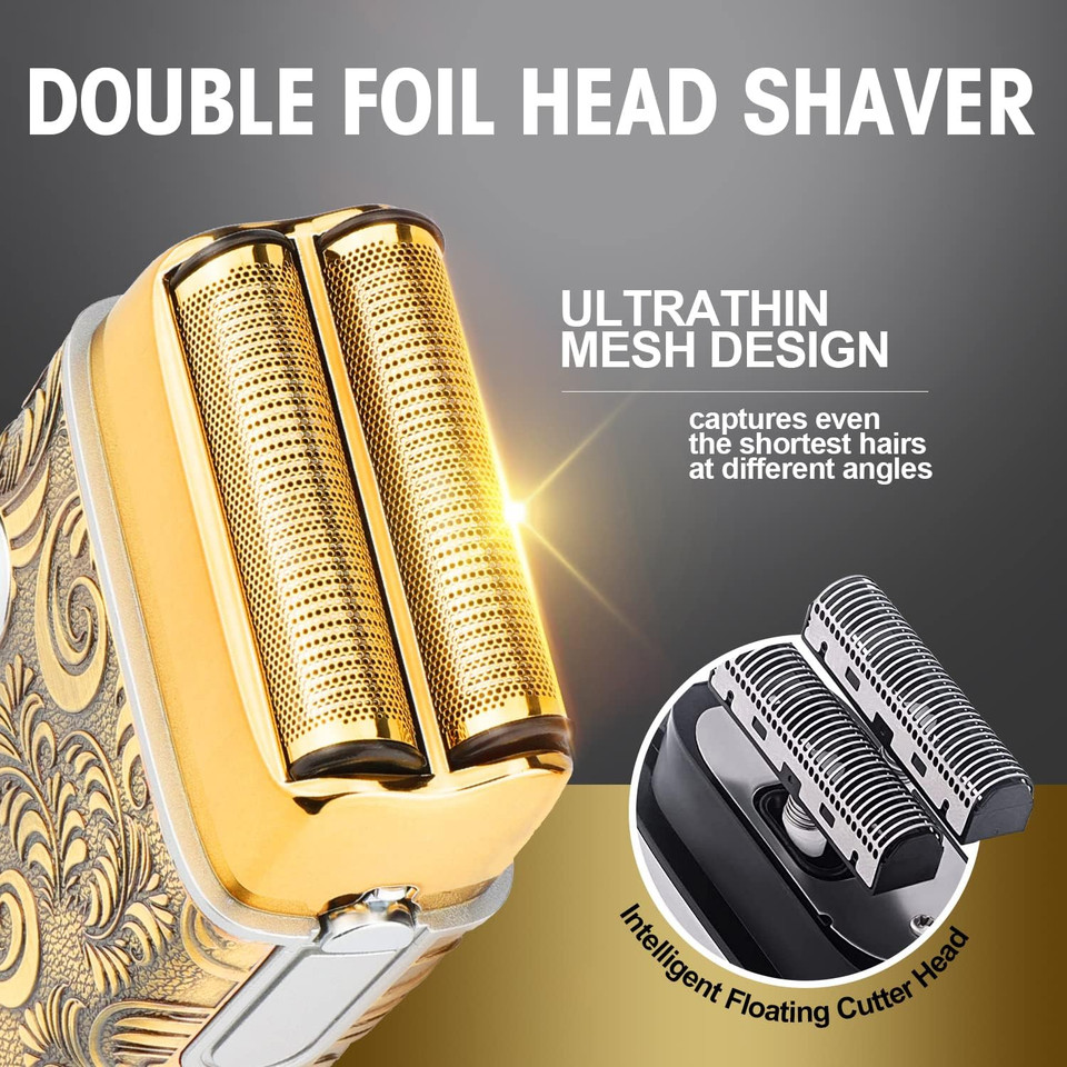 Resuxi Hair Clippers For Men & Electric Razor Shavers Set,Cordless Hair/Beard Trimmers Grooming Kit,Hair Liners Clippers For Hair Cutting Barbers Supplies,Lcd Display 2 Foil Head,Gifts For Mengold