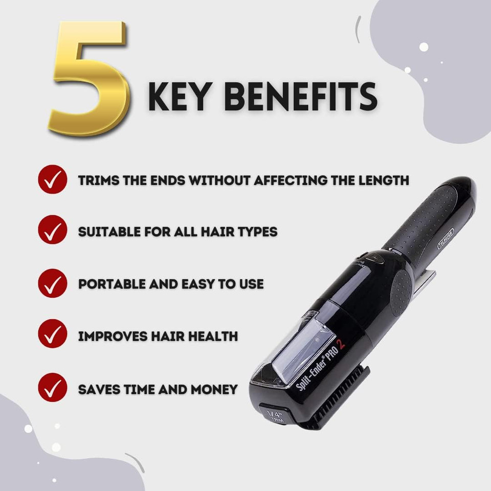 Split Ender Pro 2 Hair Breakage Tool Automatic Cut Split End Remover Hair Trimmer Clipper For Dry, Damaged And Brittle Split Ends For Men & Women Repairing Treatment - Blackblack