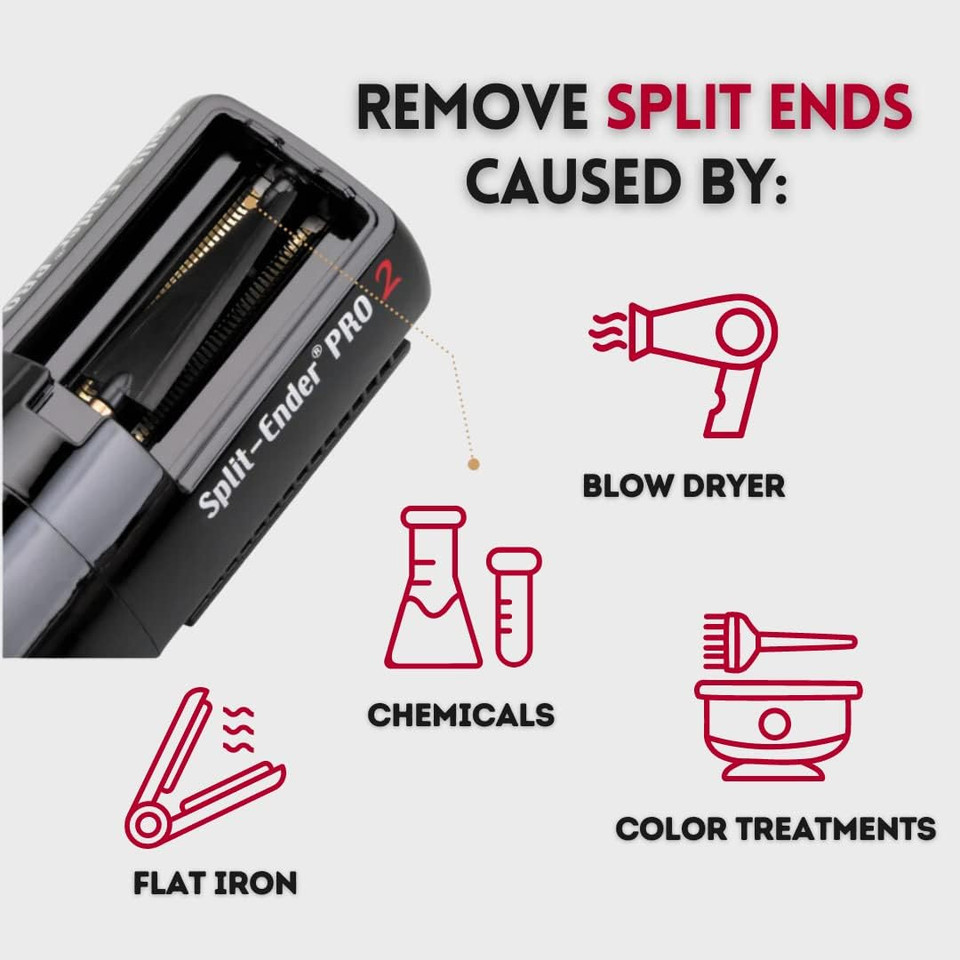 Split Ender Pro 2 Hair Breakage Tool Automatic Cut Split End Remover Hair Trimmer Clipper For Dry, Damaged And Brittle Split Ends For Men & Women Repairing Treatment - Blackblack