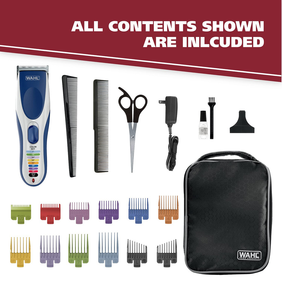 Wahl Color Pro Cordless Rechargeable Hair Clipper & Trimmer  Easy Color-Coded Guide Combs - For Men, Women, & Children  Model 9649P