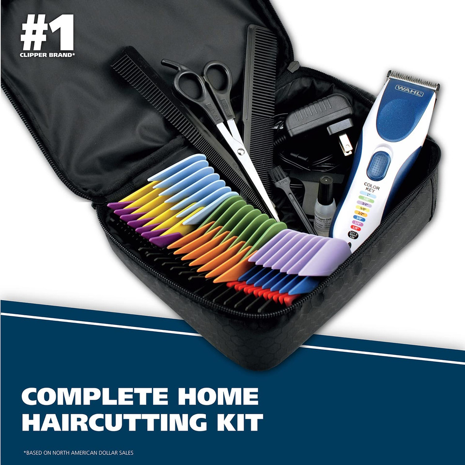 Wahl Color Pro Cordless Rechargeable Hair Clipper & Trimmer  Easy Color-Coded Guide Combs - For Men, Women, & Children  Model 9649P