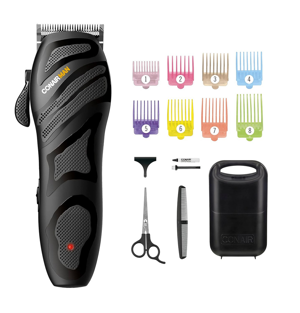 Conairman Number Cut, Cord/Cordless Menã¢ÂS Hair Clippers And Trimmers Set, Includes Barber Comb And Scissors, Cleaning Brush, Oil, Blade Guard And Deluxe Storage Case, At-Home Clipper Kit, Rechargeable
