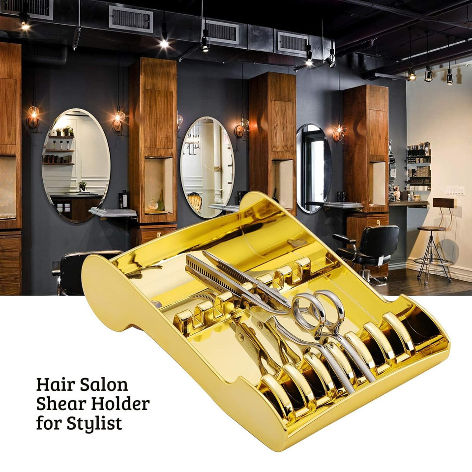 Hair Scissors Rack, Segbeauty Hair Salon Shear Holder For Stylist, Professional Barber Shop Scissors Organizer For Hairdressers, Golden Hair Cutting Scissors Storage Tray Available For 6 Scissorsgolden