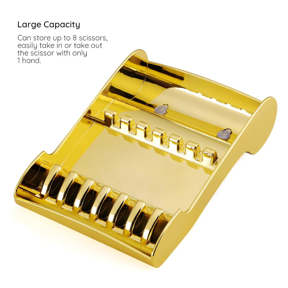 Hair Scissors Rack, Segbeauty Hair Salon Shear Holder For Stylist, Professional Barber Shop Scissors Organizer For Hairdressers, Golden Hair Cutting Scissors Storage Tray Available For 6 Scissorsgolden