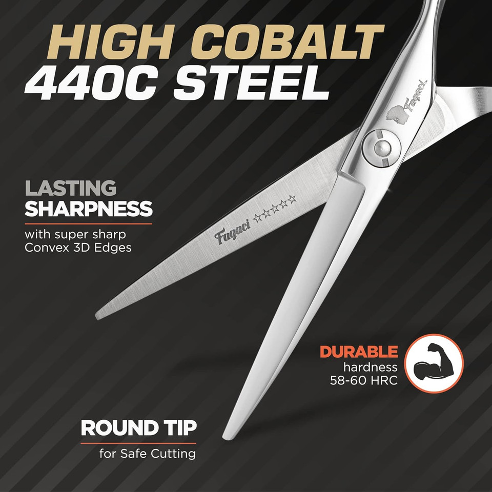 Professional Hair Scissors 5.5 Inch With Extremely Sharp Blades, 440C Steel Hair Cutting Scissors, Durable, Smooth Motion & Fine Cut, Barber Scissors With Elegant Sheath, Cleaning Leather & Key5.5 Inch