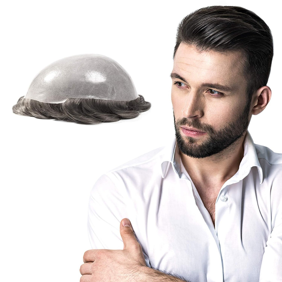 Superhairpieces Men'S Toupee Hairpiece Nhd111 Natural Human Remy Hair 8"X10" Hair Wig 0.1Mm Thinnest Skin Base Hairpiece All V-Looped Invisible Handmade 95% High-Density Men'S Toupee (Light Brown)6 Light Brownheavy Density, 0.1Mm Thin Skin Base