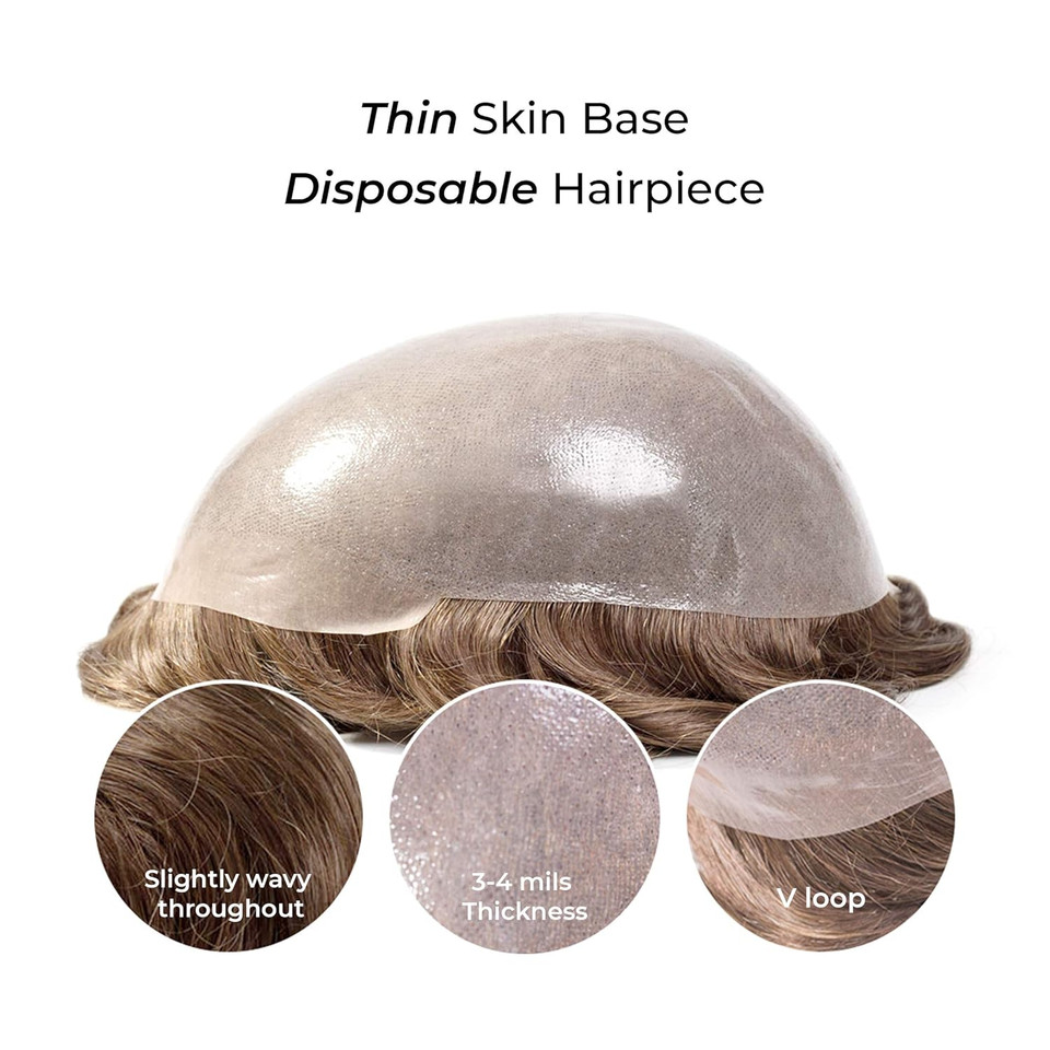 Superhairpieces Men'S Toupee Hairpiece Nhd111 Natural Human Remy Hair 8"X10" Hair Wig 0.1Mm Thinnest Skin Base Hairpiece All V-Looped Invisible Handmade 95% High-Density Men'S Toupee (Light Brown)6 Light Brownheavy Density, 0.1Mm Thin Skin Base
