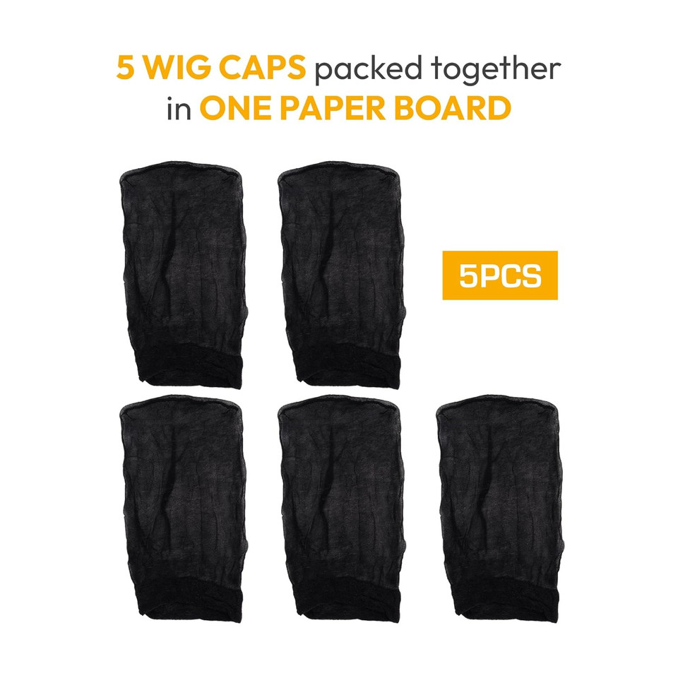 Red By Kiss 5 Pcs Hd Invisible Wig Caps For Women Men, Ultra Stretchy Thin Stocking Sheer Breathable Nylon Comfortable For Lace Front Wig, One Size Fits All (Black)Black