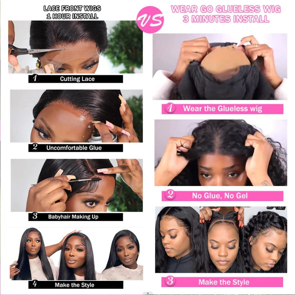 Jenniferita 26 Inch Wear And Go Glueless Wigs Human Hair Pre Plucked Pre Cut Lace 180% Density No Glue Deep Wave Lace Front Wigs Human Hair For Women Transparent Lace Closure Wigs Natural Color4X4 Natural Black Deep Wave Wig26 Inch