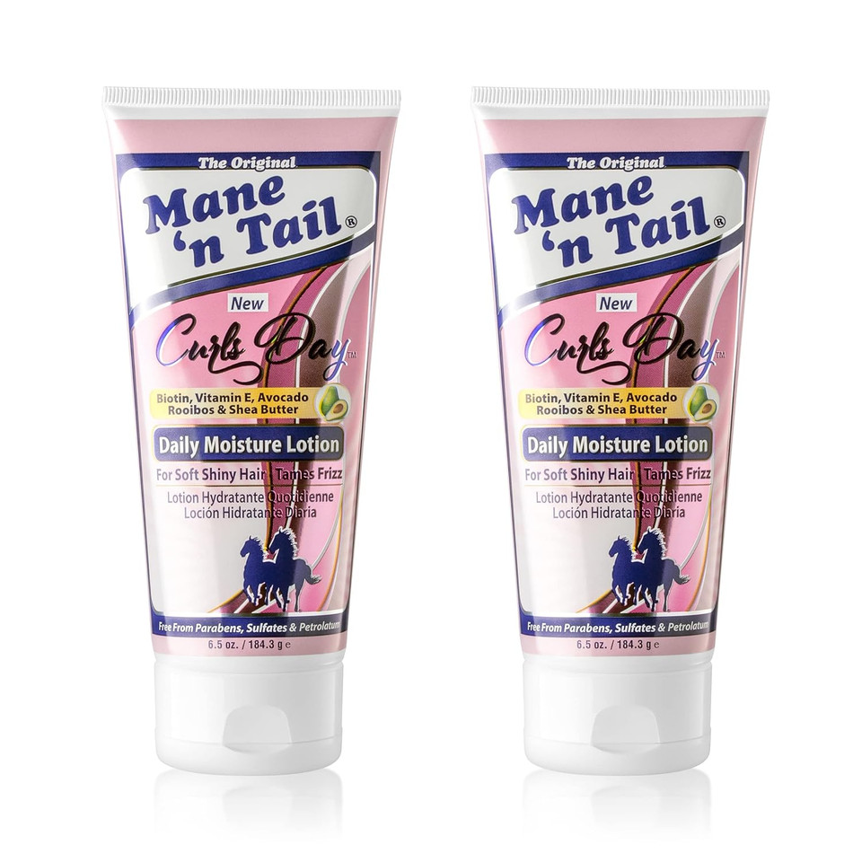 Mane 'N Tail Daily Moisture Lotion With Biotin, Vitamin E, Avocado, Rooibos & Shea Butter For Shiny Hair Tames Frizz (Daily Moisture Lotion 2Pk)6.5 Ounce (Pack Of 2)