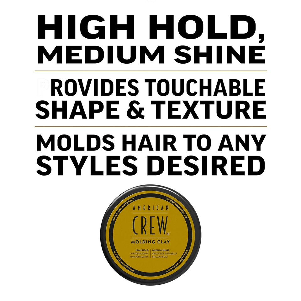 American Crew Men'S Hair Molding Clay, Like Hair Gel With Strong Hold & Medium Shine, 3 Oz (Pack Of 1)