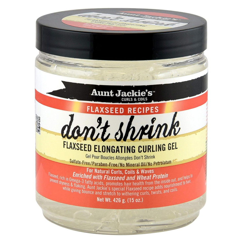 Aunt Jackie'S Flaxseed Recipes Don'T Shrink Elongating Hair Curling Gel For Natural Curls, Coils And Waves, Helps Prevent Dryness And Flaking, 15 Oz15 Ounce (Pack Of 1)