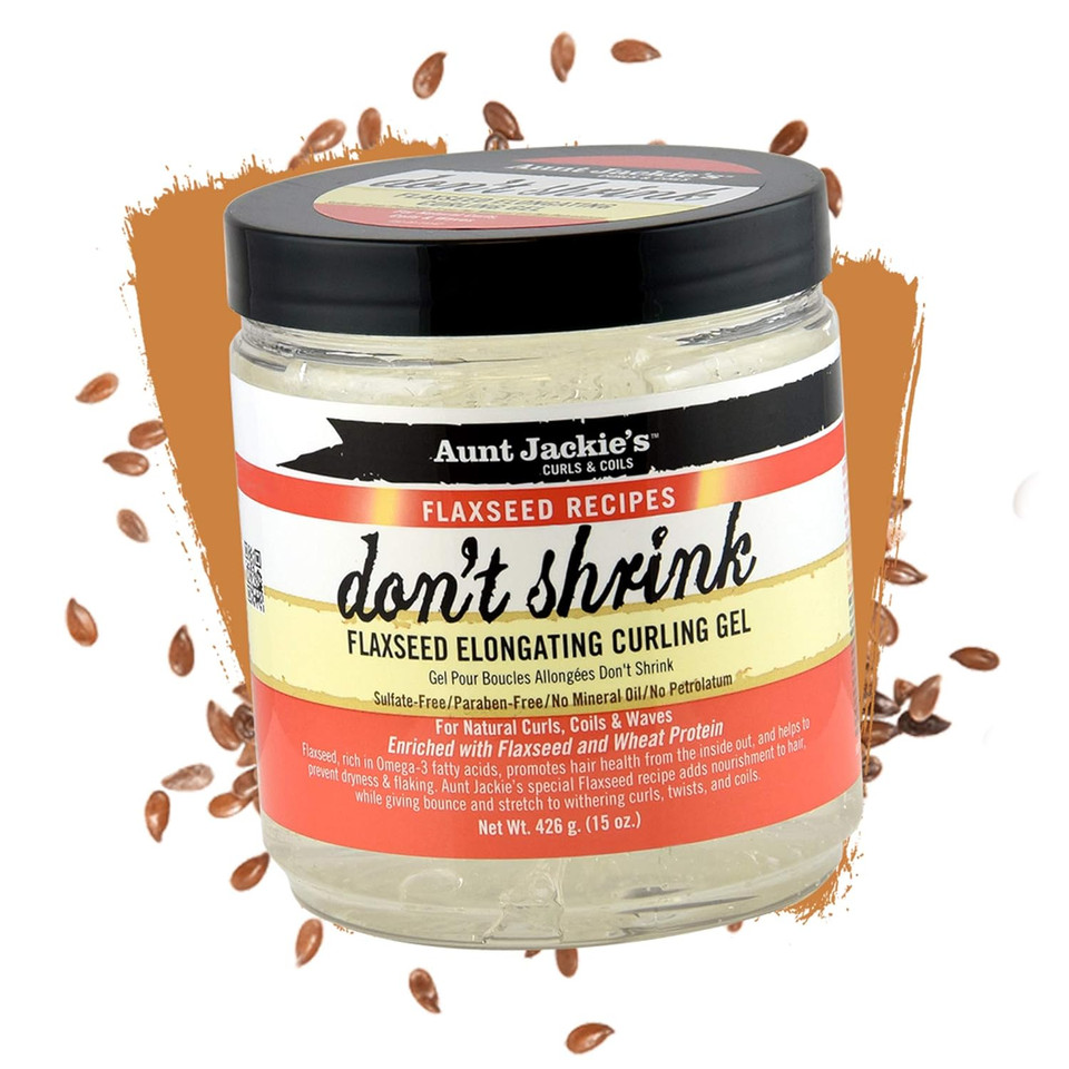 Aunt Jackie'S Flaxseed Recipes Don'T Shrink Elongating Hair Curling Gel For Natural Curls, Coils And Waves, Helps Prevent Dryness And Flaking, 15 Oz15 Ounce (Pack Of 1)