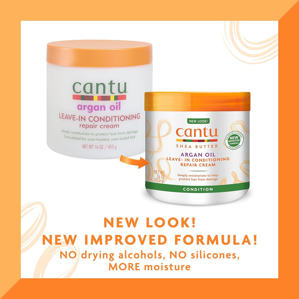 Cantu Leave-In Conditioning Repair Cream With Argan Oil, 16 Oz (Packaging May Vary)