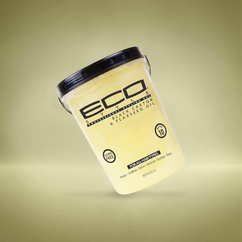 Eco Style Black Castor And Flaxseed Oil Styling Gel - Helps Nourish And Repair Damaged Hair - Promotes Healthy Scalp - Provides Superior And Weightless Hold - Delivers Long Lasting Shine - 80 Oz5 Pound (Pack Of 1)