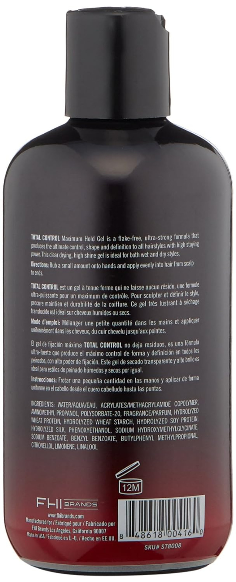 Fhi Heat Stylus Total Control Maximum Hold Hair Gel, 8 Fl Oz