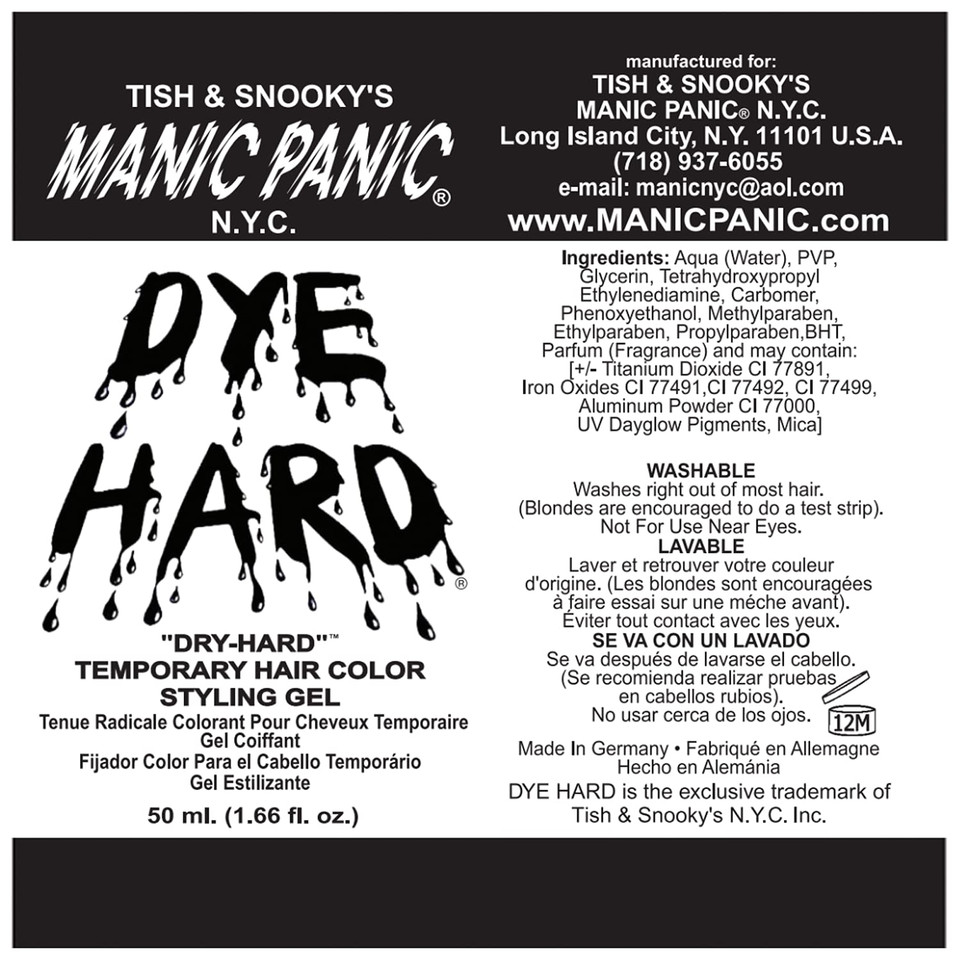 Manic Panic Glam Gold Hair Color Gel - Dye Hard - Temporary Washable, Gold Hair Styling Gel For Kids & Adultsglam Gold