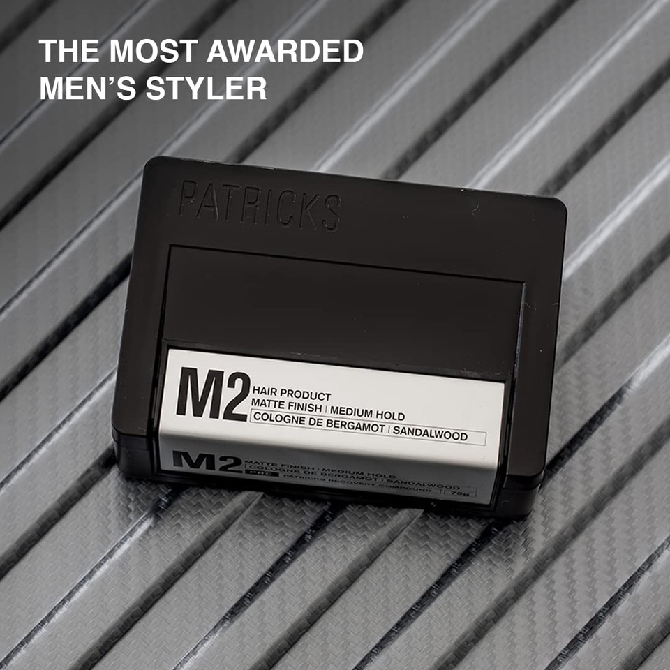 Patricks | M2 Matte Pomade | Medium Hold Hair Styling For Men | Normal To Thick Hair Control | Travel Size | 75G