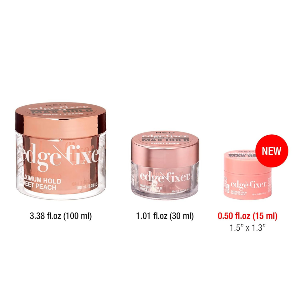 Red By Kiss 5 Pcs Edge Fixer 24 Hour Maximum Hold Edge Wax No Flaking Biotin B7 Infused Hair Gel 0.50 Fl.Oz,Mini Size