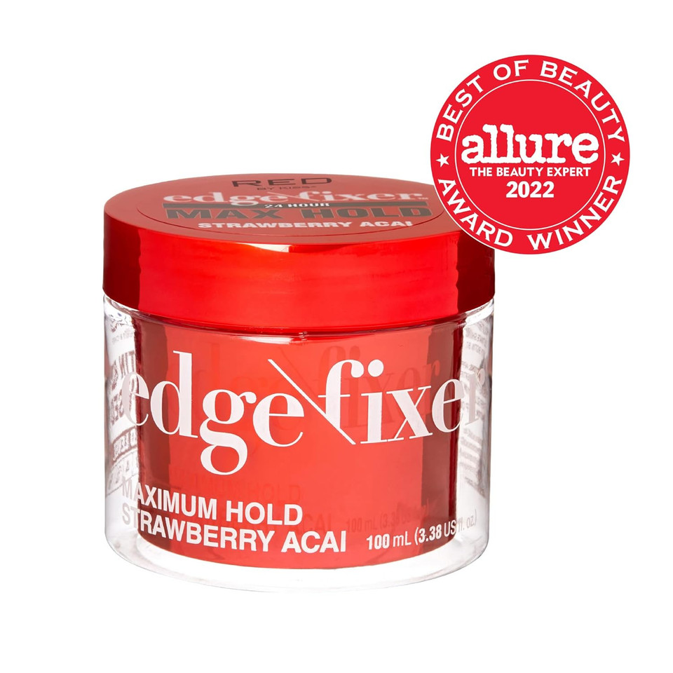 Red By Kiss Edge Fixer Hair Shine Gel, 24 Hour Max Hold, Non-Flaking, Biotin B7 Infused, Natural Styling, Professional Edge Control Wax, Perfect For Braiding (Pineapple)