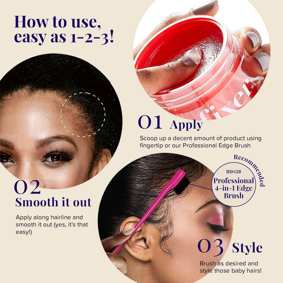 Red By Kiss Edge Fixer Hair Shine Gel, 24 Hour Max Hold, Non-Flaking, Biotin B7 Infused, Natural Styling, Professional Edge Control Wax, Perfect For Braiding (Strawberry Acai)