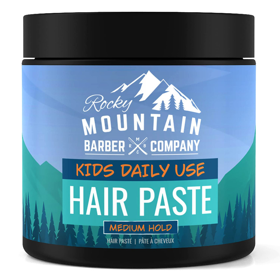Rocky Mountain Barber Company Kids Hair Styling Paste For Boys - Large 4 Oz Tub - Medium Hold Gel For All Hairstyles - Citrus Scent