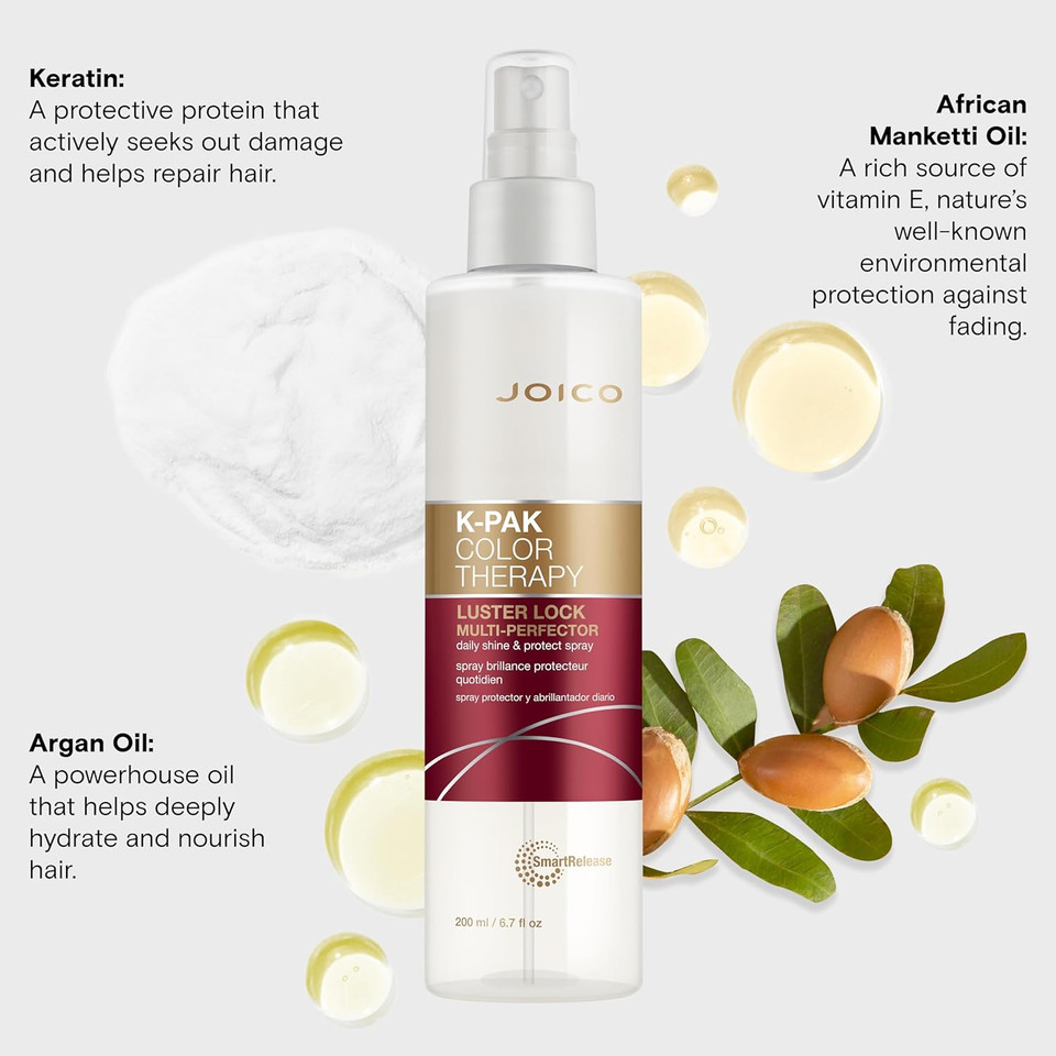 Joico K-Pak Color Therapy Luster Lock Multi-Perfector Daily Shine & Protect Spray | For Color-Treated Hair | Instantly Detangle | Control Frizz | Boost Shine | With African Maketti & Argan Oil