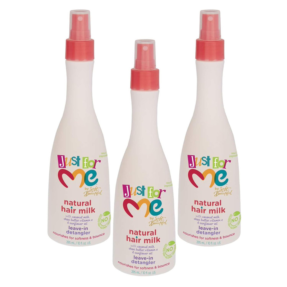 Just For Me Natural Hair Milk Detangler (3 Pack) - Detangles & Helps Prevent Breakage, For All Hair Textures, Contains Coconut Milk, Shea Butter & Sunflower Oil, Restores Moisture, Shine, 10 Oz10 Fl Oz (Pack Of 3)
