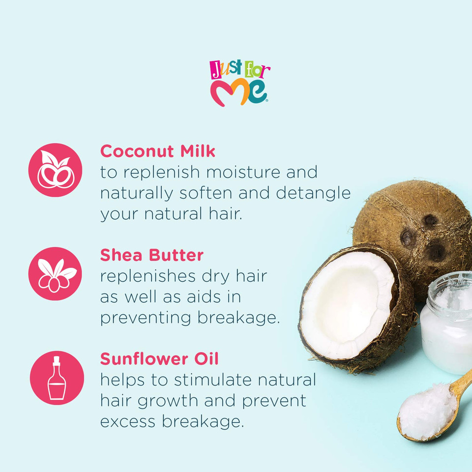 Just For Me Natural Hair Milk Detangler (3 Pack) - Detangles & Helps Prevent Breakage, For All Hair Textures, Contains Coconut Milk, Shea Butter & Sunflower Oil, Restores Moisture, Shine, 10 Oz10 Fl Oz (Pack Of 3)