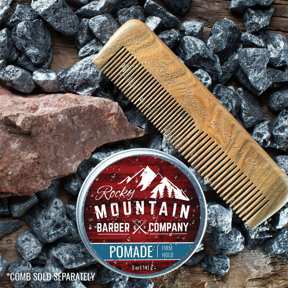 Rocky Mountain Barber Company Pomade For Men - 5 Oz Tub Classic Styling Product With Strong Firm Hold For Side Part, Pompadour & Slick Back Looks  High Shine & Easy To Wash Out  Water Based