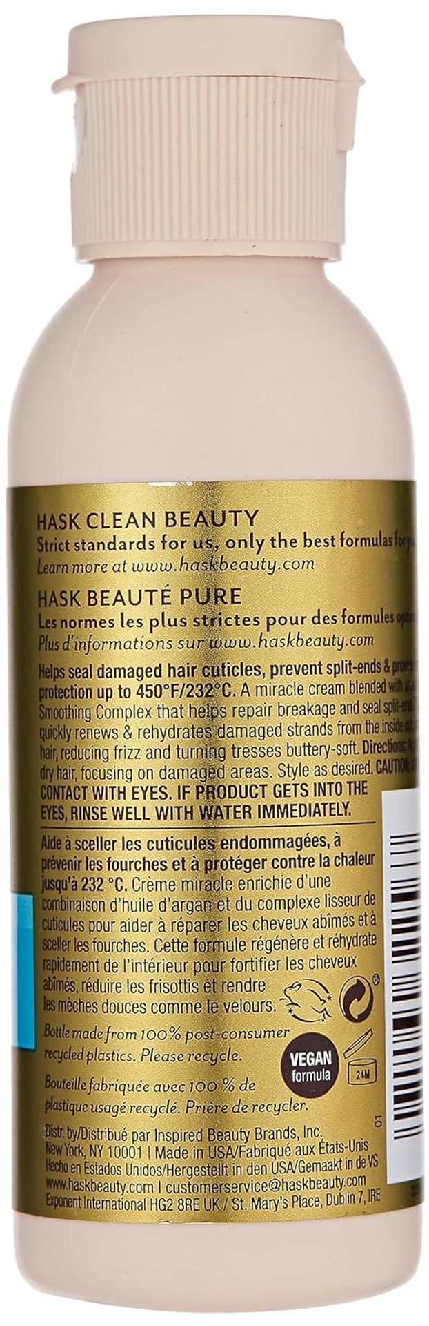 Hask Argan Oil Miracle Damage Repair Cream For All Hair Types, Color Safe, Gluten Free, Sulfate Free, Paraben Free