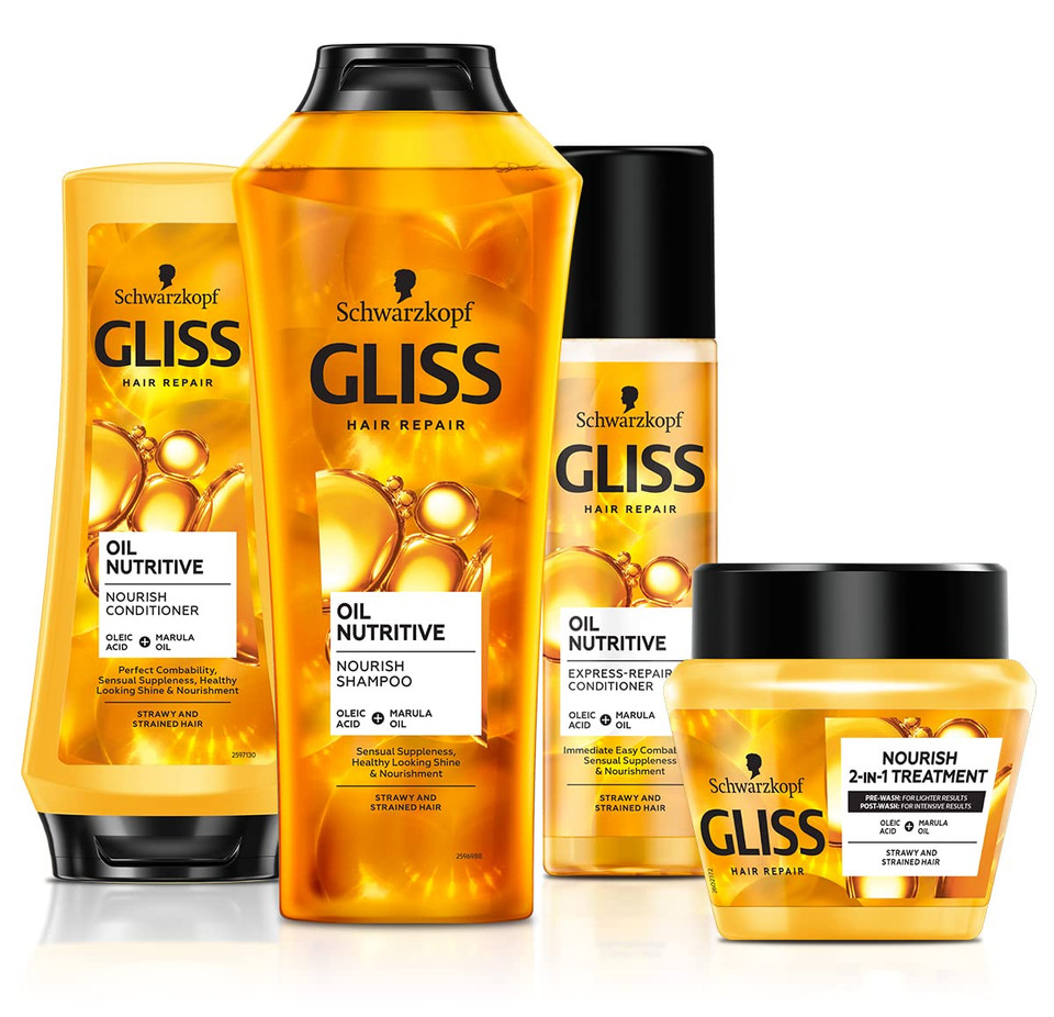 Schwarzkopf Gliss Kur Oil Nutritive Keratin Serum + Precious Beauty Oils Hair Repair Mask Masque For Anti-Split-Ends Treatment 300Ml