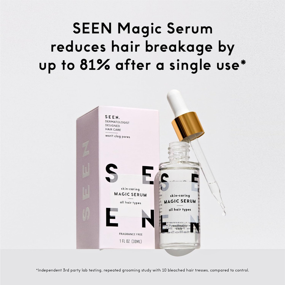 SEEN Magic Serum, Fragrance Free - Non-Comedogenic & Sulfate-Free Hair Serum- Anti Frizz- Dermatologist-Developed - Safe for Sensitive, Eczema & Acne Prone Skin