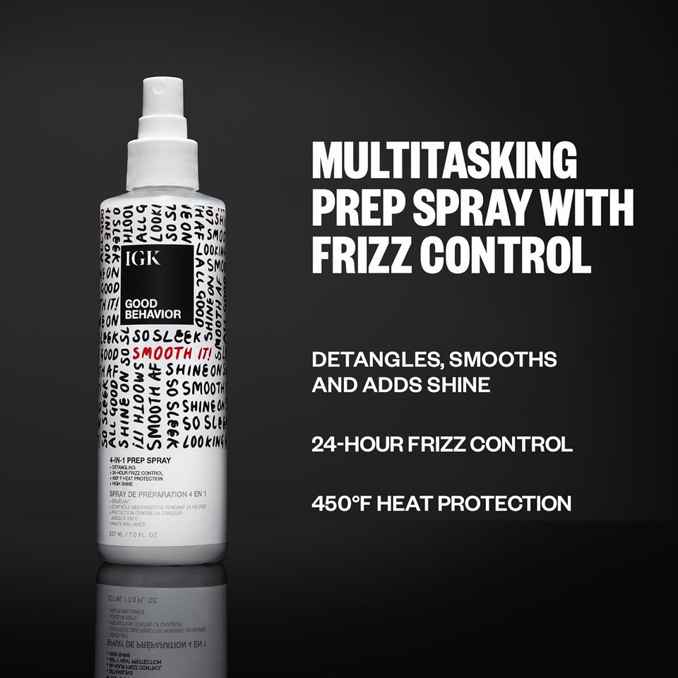 Igk Good Behavior 4-In-1 Prep Spray | Leave In + Detangle + Heat Protectant | Vegan + Cruelty Free |
