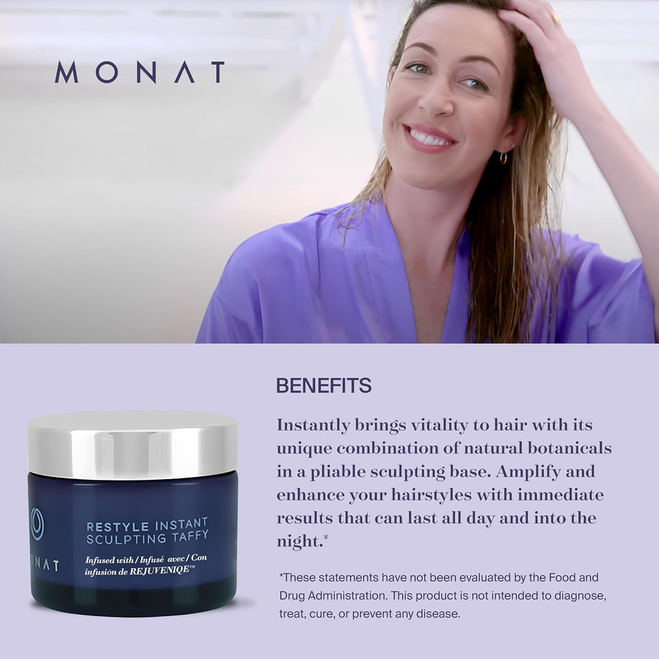 Monat Restyle Instant Sculpting Taffy - Hair Styling Products That Gives Instant Vitality. Infused W/Rejuveniqeã¢Â®. Long Lasting Hair Taffy - Net Wt. 30 Ml / 1.7 Fl. Oz
