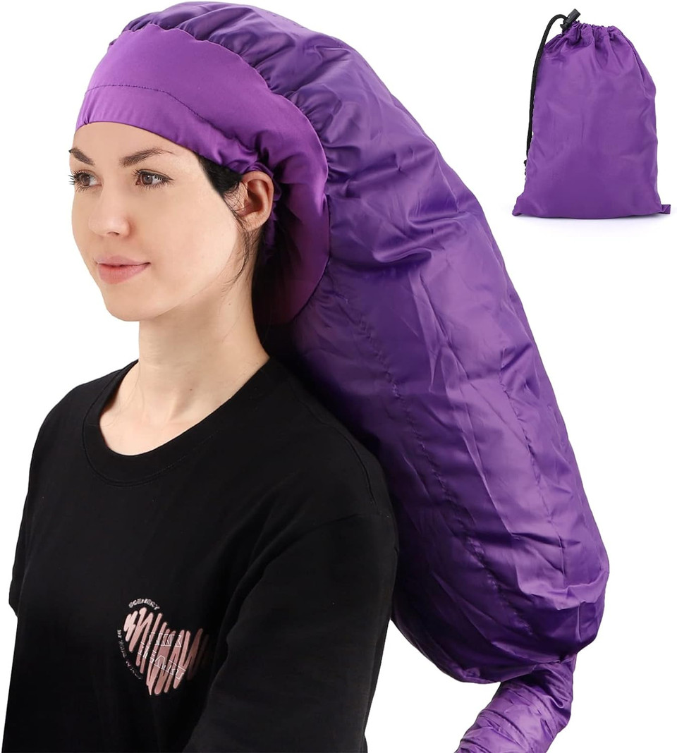 Segbeauty Bonnet Hooded Hair Dryer Attachment, Xl Adjustable Deep Conditioning Cap, Upgraded Drying Heat Cap With Elastic Strap For Curly Hair Nursing Oil Treat-Ment Fast Drying Styling Purplepurple