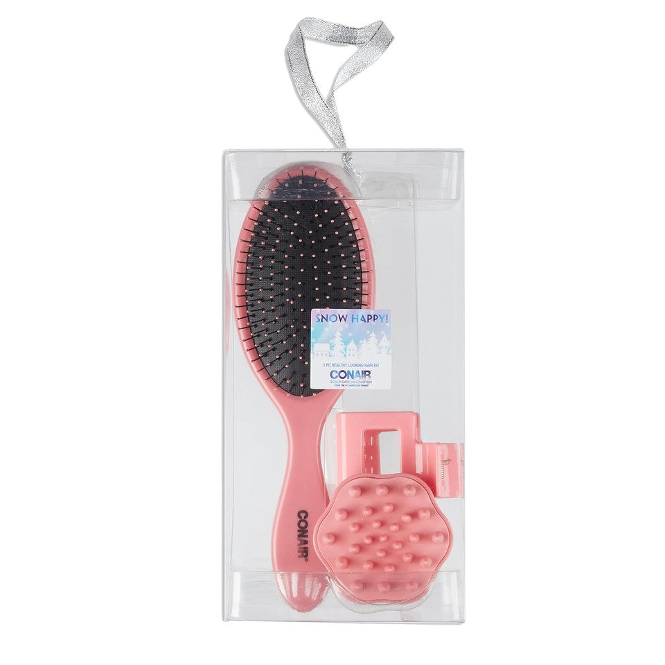 Conair Holiday Gift Set For Teen Girls And Women, Christmas Stocking Stuffer Gift Box Under $20, Includes 1 Hair Brush, 1 Claw Clip, And 1 Scalp Massager In Pink Conair Holiday Gift Set For Teen Girls And Women, Christmas Stocking Stuffer Gift Box Under $20, Includes 1 Hair Brush, 1 Claw Clip, And 1 Scalp Massager In Pink