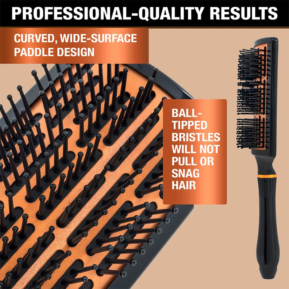 Conair Quick Blow-Dry Copper Collection, Curved Paddle Brush, Hair Brush, 1 Count
