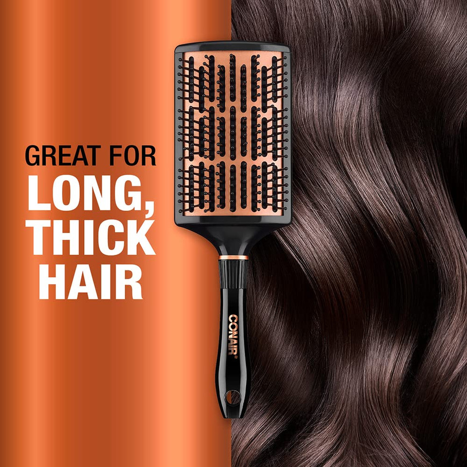 Conair Quick Blow-Dry Copper Collection, Curved Paddle Brush, Hair Brush, 1 Count