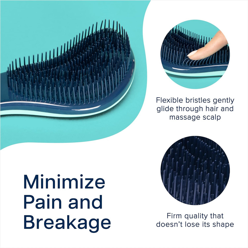 Crave Naturals Glide Thru Detangling Brush For Adults & Kids - Hair Detangler Brush For Natural, Curly, Straight, Wet Or Dry Hair - Hairbrush For Men & Women, Stocking Stuffers For Kids, Turquoiseturquoise