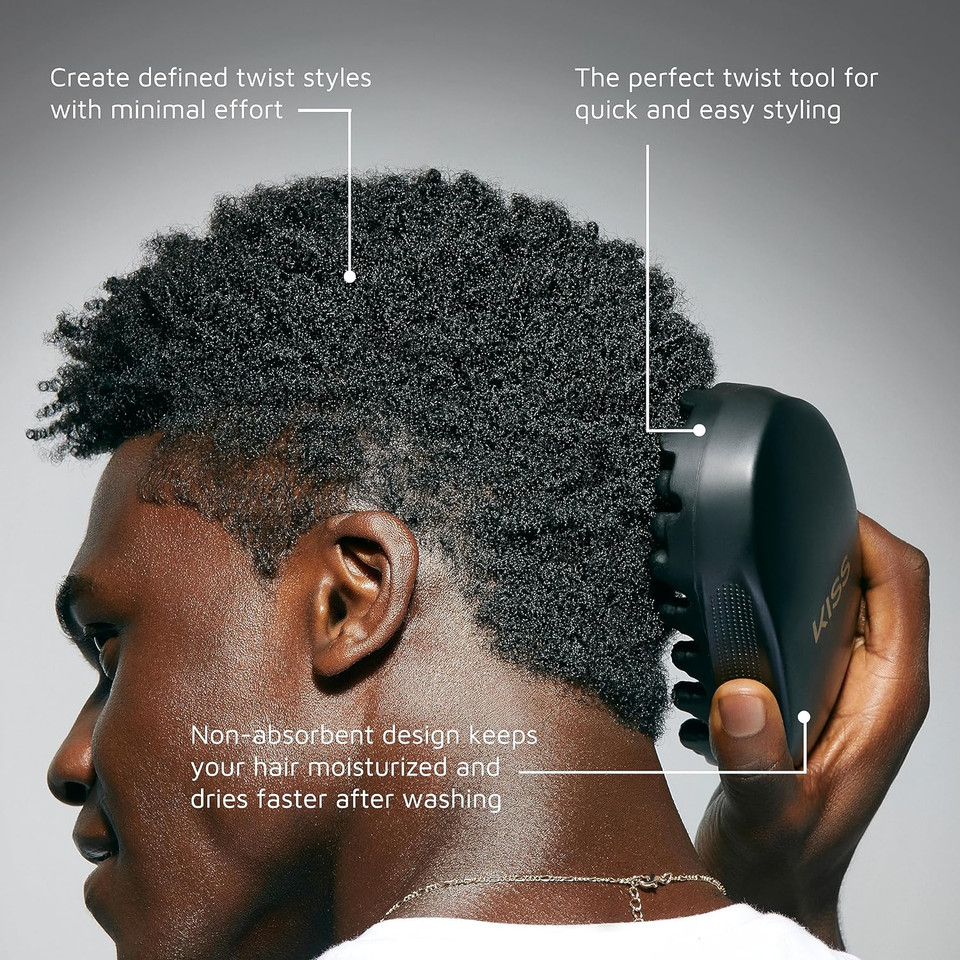 Kiss Colors & Care Twist King - Premium Twist Tool, Long-Lasting Durable, 2X Longevity, Defines Twists, Professional Quality, Quick & Easy Styling, Washable Black