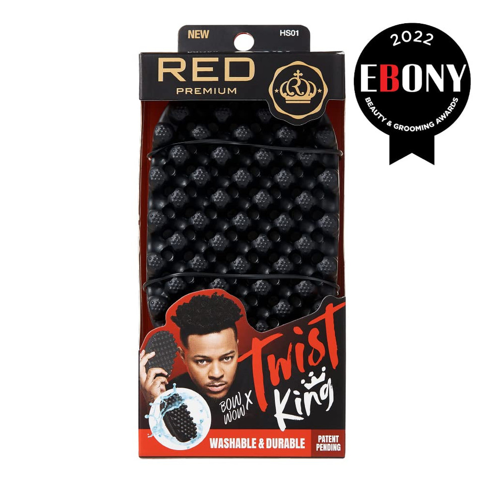 Red By Kiss Bow Wow X Twist King -Premium Luxury Twist Styler Brush, Durable Washable Afro Curl Sponge Racket For Barbers And Daily Use, Ideal For Curly, Coiled, 4C Hair