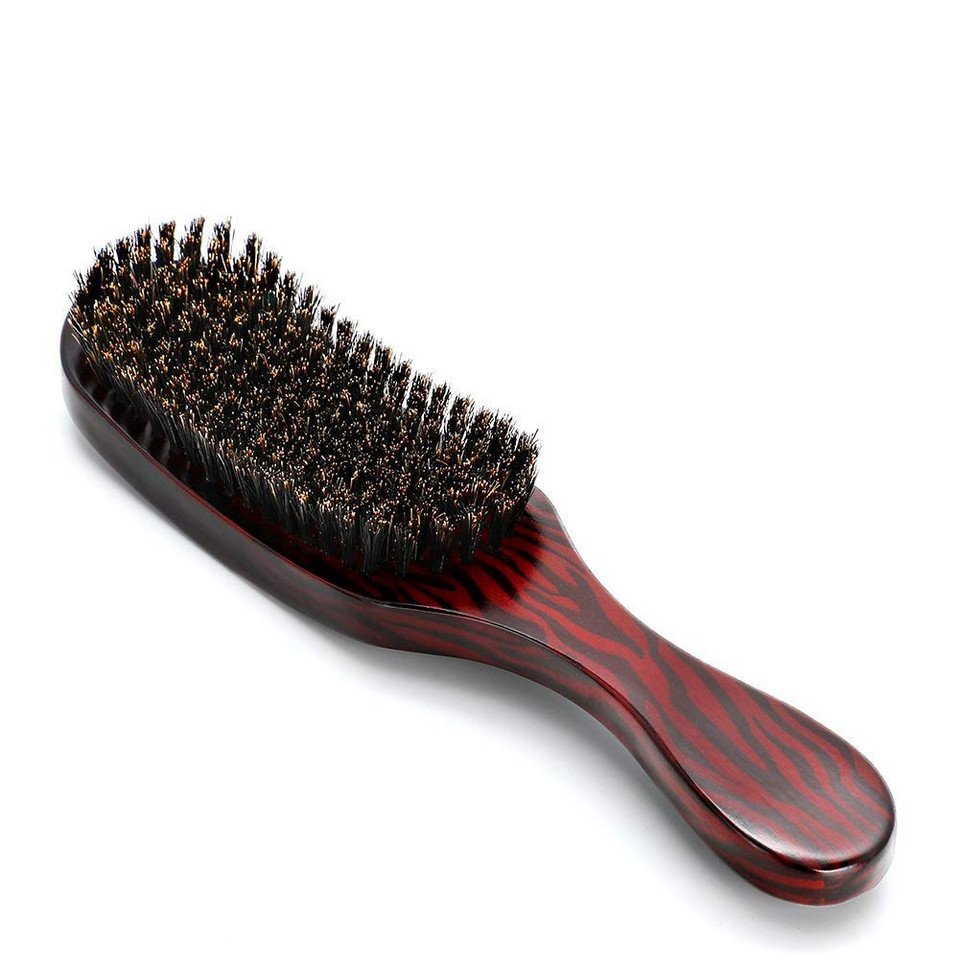 Wave Hair Brush Boar Bristle Styling Brush With Brown Beech Wood Handle, Paddle Hair Brush for Men Women Long Short Thick Thin Curly Frizzy Wavy Dry or Damaged Hair No More, 9.5