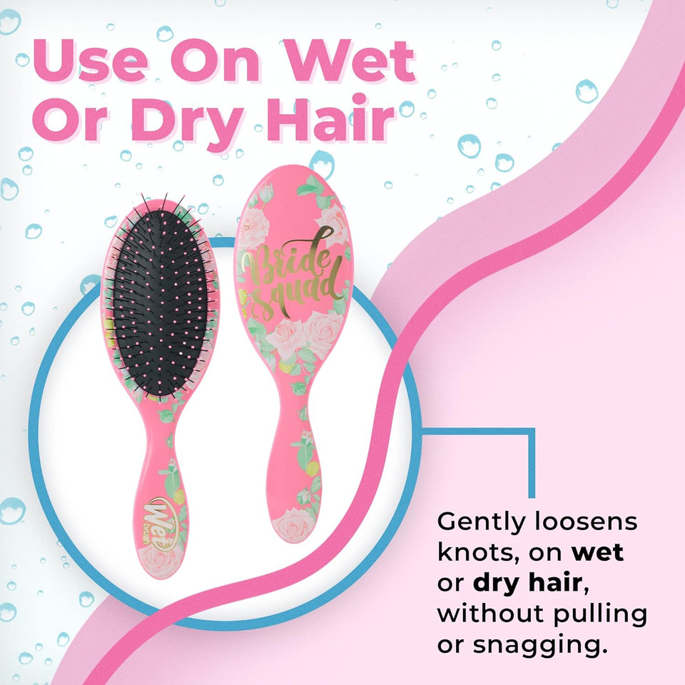 Wet Brush Original Detangler Hair Brush - Bridal Squad - All Hair Types - Ultra-Soft Intelliflex Bristles Glide Through Tangles With Ease - Pain-Free Comb For Men, Women, Boys & Girls