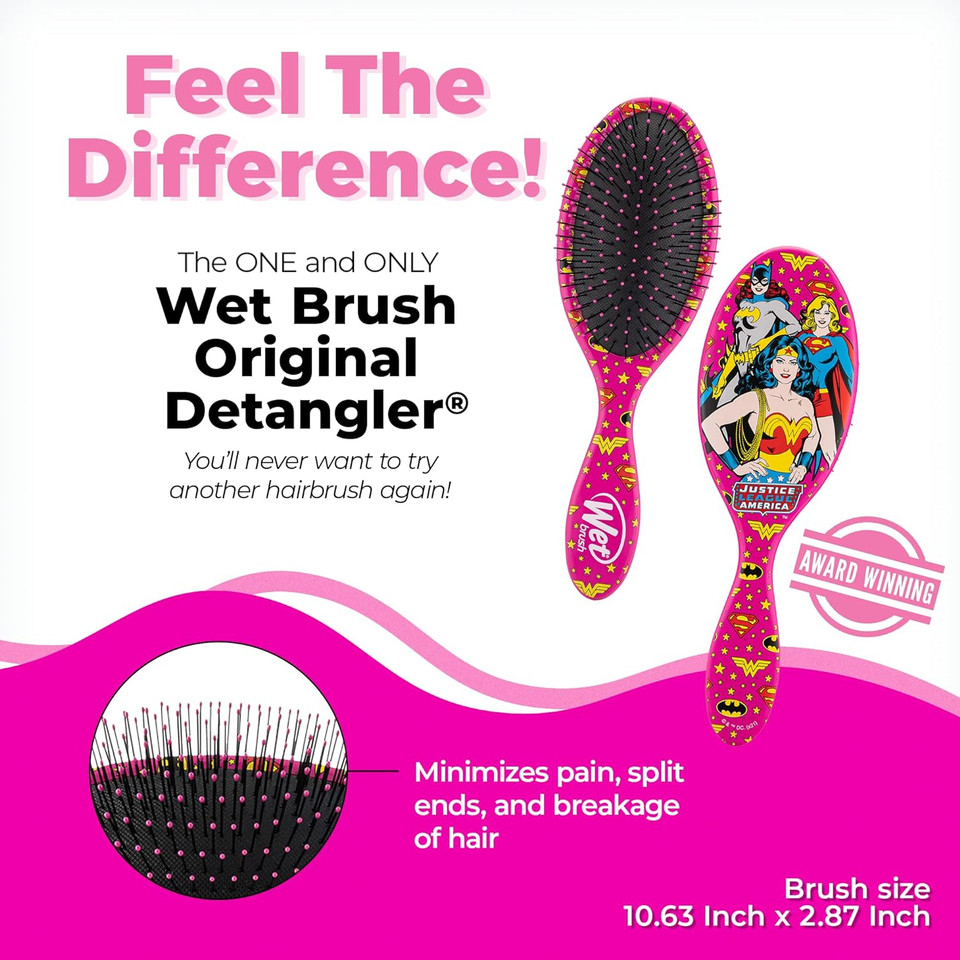 Wet Brush Original Detangler Hair Brush - Justice League, (Wonder Woman, Batgirl, & Supergirl) - Comb For Women, Men & Kids - Natural, Straight, Thick And Curly Hair - Pain-Free For All Hair Typesbatgirl & Supergirl1 Count (Pack Of 1)
